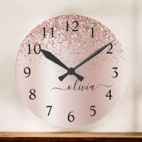 Rose Gold - Rosa Rosa Glitzer Metal Monogramm Name