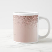 Rose Gold - Rosa Rosa Glitzer Metal Monogramm Name Jumbo-Tasse (Rechts)