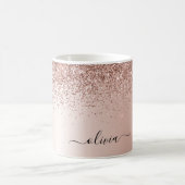 Rose Gold - Rosa Rosa Glitzer Metal Monogramm Name Kaffeetasse (Mittel)