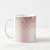 Rose Gold - Rosa Rosa Glitzer Metal Monogramm Name Kaffeetasse (Links)