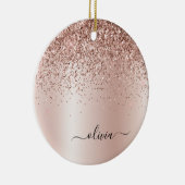 Rose Gold - Rosa Rosa Glitzer Metal Monogramm Name Keramik Ornament (Rechts)