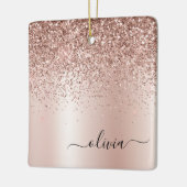 Rose Gold - Rosa Rosa Glitzer Metal Monogramm Name Keramikornament (Links)