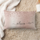 Rose Gold - Rosa Rosa Glitzer Metal Monogramm Name Lendenkissen (Decke)