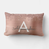Rose Gold - Rosa Rosa Glitzer Metal Monogramm Name Lendenkissen (Vorderseite)