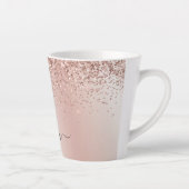 Rose Gold - Rosa Rosa Glitzer Metal Monogramm Name Milchtasse (Rechts)