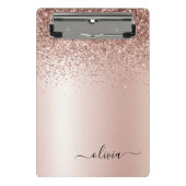 Rose Gold - Rosa Rosa Glitzer Metal Monogramm Name Mini Klemmbrett (Vorderseite)