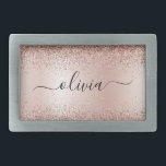 Rose Gold - Rosa Rosa Glitzer Metal Monogramm Name Rechteckige Gürtelschnalle<br><div class="desc">Rose Gold - Rosa Imitate verfärben Metallspaltereimer Glitzer gebürsteter Metal Monogramm Name Gürtelschnalle. Das macht den perfekten Abschluss,  süß 16 16.,  18.,  21.,  30.,  40.,  50.,  60.,  70.,  80.,  90.,  100. Geburtstag,  Hochzeit,  Brautparty,  Jubiläum,  Babydusche oder Junggeselinnen-Abschied Geschenk für jemanden,  der Luxus und Chic Stil Lieben glänze.</div>