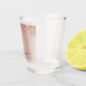 Rose Gold - Rosa Rosa Glitzer Metal Monogramm Name Schnapsglas (Rechts)