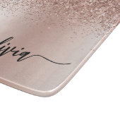 Rose Gold - Rosa Rosa Glitzer Metal Monogramm Name Schneidebrett (Ecke)
