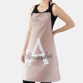 Rose Gold - Rosa Rosa Glitzer Metal Monogramm Name Schürze (InSitu)