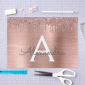 Rose Gold - Rosa Rosa Glitzer Metal Monogramm Name Seidenpapier (Handwerk)