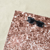 Rose Gold - Rosa Rosa Glitzer Metal Monogramm Name Strandtuch (Beispiel)