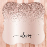 Rose Gold - Rosa Rosa Glitzer Metal Monogramm Name Untersetzer<br><div class="desc">Rose Gold - Rosa schwarze Imitate Foil metallic Sparkle Glitzer gebürstete Metal Monogram Name Paper Untersetzer. Dies macht den perfekten Abschluss,  Geburtstag,  Hochzeit,  Brautparty,  Jubiläum,  Babydusche oder Junggeselinnen-Abschied Geschenk für jemanden,  die Lieben glamourösen Luxus und schicke Stile.</div>