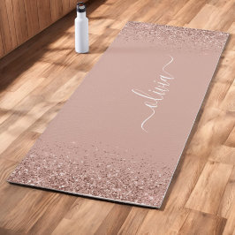 Rose Gold - Rosa Rosa Glitzer Name der Girl Monogr Yogamatte