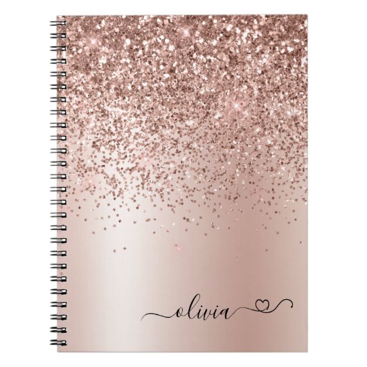 Rose Gold - Rosa Rosa Glitzer Notizblock (Vorderseite)