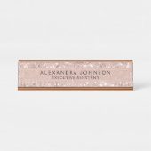 Rose Gold - Rosa Rosa Glitzer Sparkle Moderner Chi Schreibtischnamensplakette (Vorderseite )