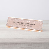 Rose Gold - Rosa Rosa Glitzer Sparkle Moderner Chi Schreibtischnamensplakette (Vorderseite )