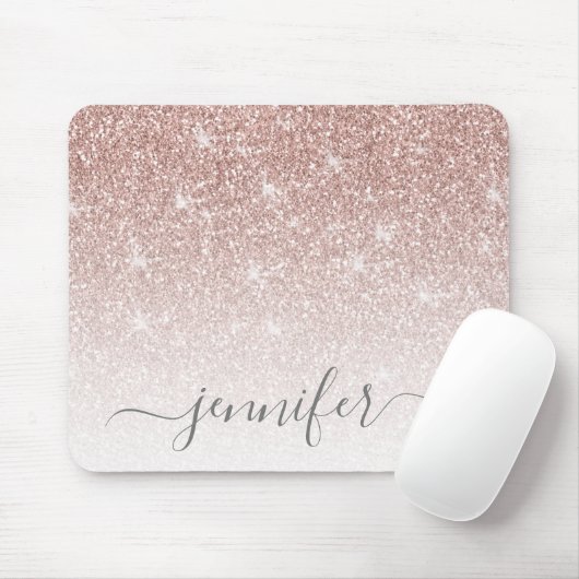 Rose Gold Rosa Rosa Glitzer Sparkor Ihr Name Mousepad (Mit Mouse)