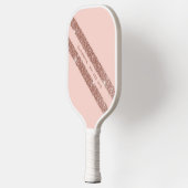 Rose Gold Rosa Rosa Glitzer Streifen Sporty Pickleball Schläger (Links)