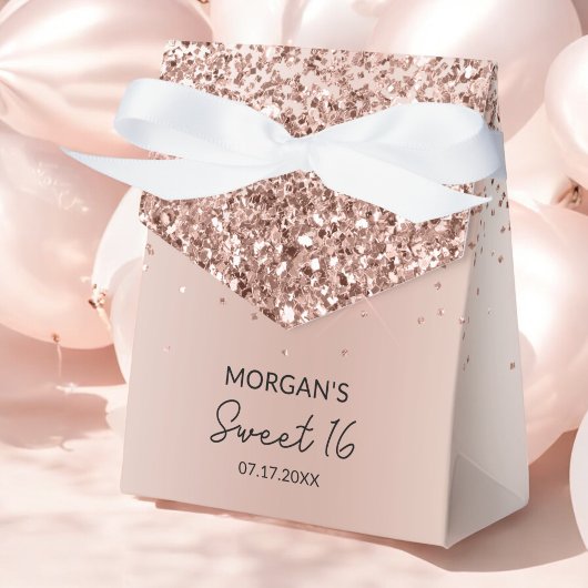 Rose Gold - Rosa Rosa Glitzer Sweet 16 Birthday Geschenkschachtel