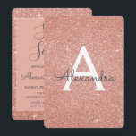 Rose Gold Rosa Rosa Glitzer Sweet 16 Monogramm Einladung<br><div class="desc">Blush Pink - Rose Gold Sparkle Glitzer 16 . Geburtstag Monogram Name und Initial Birthday Party Einladung. Dieses elegante und moderne Hotel eignet sich hervorragend für die Rose Gold Sparkle Glitzer Sweet 16 Birthday Party,  die in Rosa Rose Gold feiern möchte.</div>