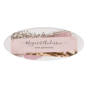 Rose Gold Rosa Rosa Label Mitarbeiterinnen  Namenschild