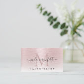 Rose Gold Rosa Rosa Rost Metall Elegante Monogramm Visitenkarte (Stehend Vorderseite)