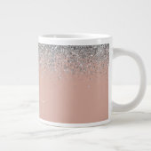 Rose Gold Rosa Rosa Silberne Glitzer Monogram Girl Jumbo-Tasse (Rechts)