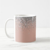 Rose Gold Rosa Rosa Silberne Glitzer Monogram Girl Kaffeetasse (Links)