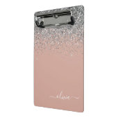 Rose Gold Rosa Rosa Silberne Glitzer Monogram Girl Mini Klemmbrett (Gewinkelt2)