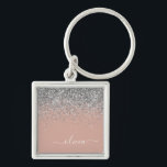 Rose Gold Rosa Rosa Silberne Glitzer Monogram Girl Schlüsselanhänger<br><div class="desc">Rose Gold - Blush Pink und Silver Sparkle Glitzer Script Monogram Name Keychains (Key Chain). Das macht den perfekten 16 Geburtstag,  Hochzeit,  Brautparty,  Jubiläum,  Babydusche oder Junggeselinnen-Abschied Geschenk für jemanden,  der Lieben glamourösen Luxus und schicke Stile.</div>