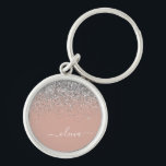 Rose Gold Rosa Rosa Silberne Glitzer Monogram Girl Schlüsselanhänger<br><div class="desc">Rose Gold - Blush Pink und Silver Sparkle Glitzer Script Monogram Name Keychains (Key Chain). Das macht den perfekten 16 Geburtstag,  Hochzeit,  Brautparty,  Jubiläum,  Babydusche oder Junggeselinnen-Abschied Geschenk für jemanden,  der Lieben glamourösen Luxus und schicke Stile.</div>