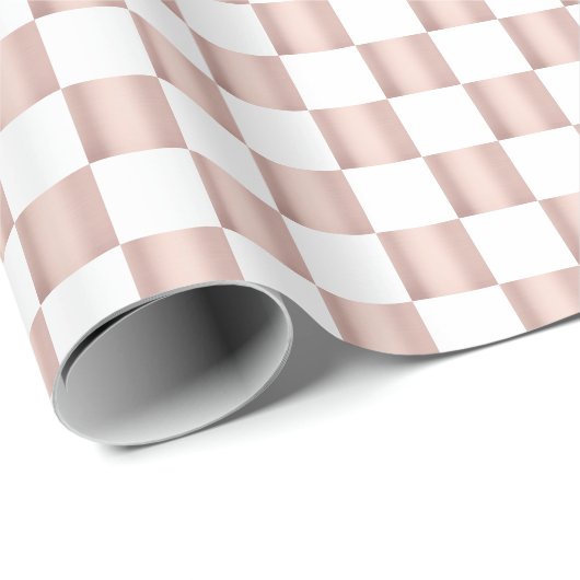 Rose-Gold-Rosa-Schachbrettmuster Geschenkpapier (Rolleneckpunkt)
