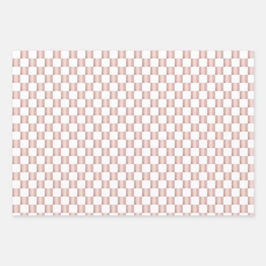 Rose-Gold-Rosa-Schachbrettmuster Geschenkpapier Set (Vorderseite)