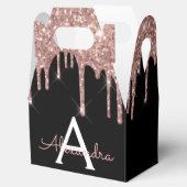 Rose Gold - Rosa Schwarz Glitzer Monogramm Geschenkschachtel (Geöffnet)