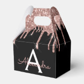 Rose Gold - Rosa Schwarz Glitzer Monogramm Geschenkschachtel (Vorderseite)