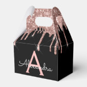 Rose Gold - Rosa Schwarz Glitzer Monogramm Geschenkschachtel (Vorderseite)