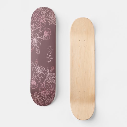 Rose Gold Rosa Schwarz Rosa Schwarzweißrosa Monogr Skateboard (Vorderseite)