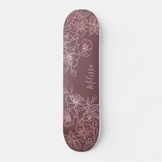 Rose Gold Rosa Schwarz Rosa Schwarzweißrosa Monogr Skateboard (Vorderseite)