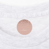 Rose Gold Rosa Schwarzer Glitzer Chic Monogramm Etiketten (Befestigt)
