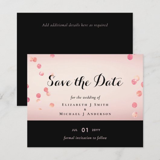 Rose Gold Rosa Schwarzer Glitzer Foil Look WEDING (Vorne/Hinten)