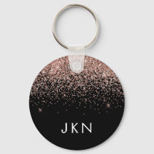 Rose Gold Rosa Schwarzer Glitzer Monogram Girl