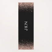 Rose Gold Rosa Schwarzer Glitzer Monogram Girl Yogamatte (Vorderseite)