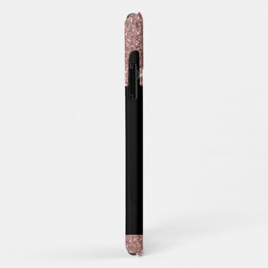 Rose Gold Rosa Schwarzer Glitzer Monogramm Case-Mate iPhone Hülle (Hinten/Rechts)