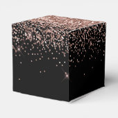 Rose Gold Rosa Schwarzer Glitzer Monogramm Geschenkschachtel (Rückseite)