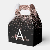 Rose Gold Rosa Schwarzer Glitzer Monogramm Geschenkschachtel (Vorderseite)