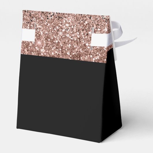 Rose Gold Rosa Schwarzer Glitzer Monogramm Geschenkschachtel (Rückseite)
