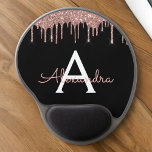 Rose Gold - Rosa Schwarzer Glitzer Monogramm Name Gel Mousepad<br><div class="desc">Rose Gold - Schwarz Rosa und Schwarz Sparkle Glitzer Monogram Name and Initial Mousepad (Mouse Pad). Das macht den perfekten 16 Geburtstag,  Hochzeit,  Brautparty,  Jubiläum,  Babydusche oder Junggeselinnen-Abschied Geschenk für jemanden,  der Lieben glamourösen Luxus und schicke Stile.</div>