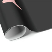 Rose Gold - Rosa Schwarzer Glitzer Monogramm Name Geschenkpapier (Rolleneckpunkt)