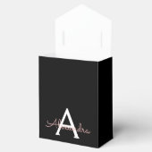 Rose Gold - Rosa Schwarzer Glitzer Monogramm Name Geschenkschachtel (Geöffnet)